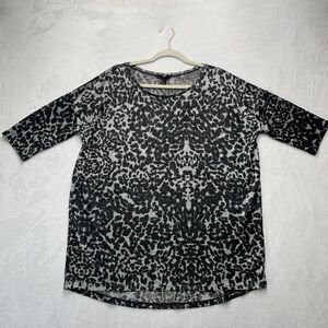 H&M Leopard Print Top Women’s Sz Large Sheer Lightweight Relaxed‎ Cozy